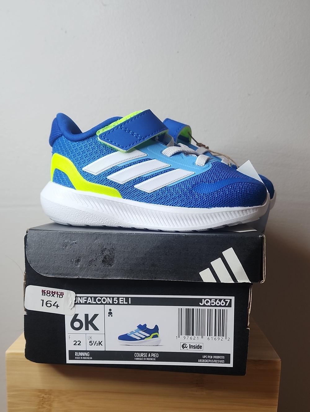 adidas Kids Blue & Neon Yellow Athletic Sneakers